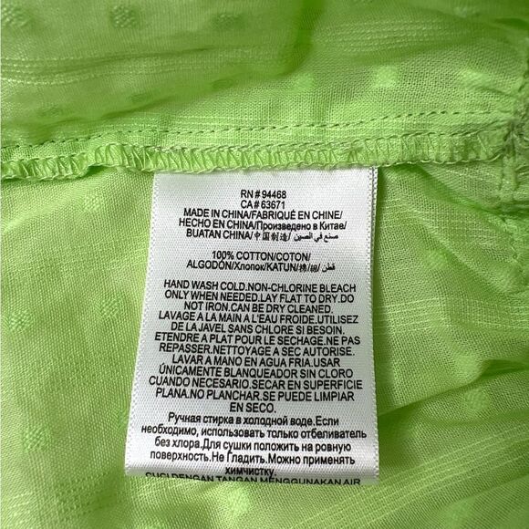 BCBGeneration Ruffled Swiss Dot Large Lime Green Chartreuse Cotton Top NEW - Picture 8 of 9